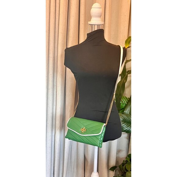NEW!! TORY BURCH BASIL GREEN KIRA CHEVRON POP HANDBAG - Picture 13 of 14